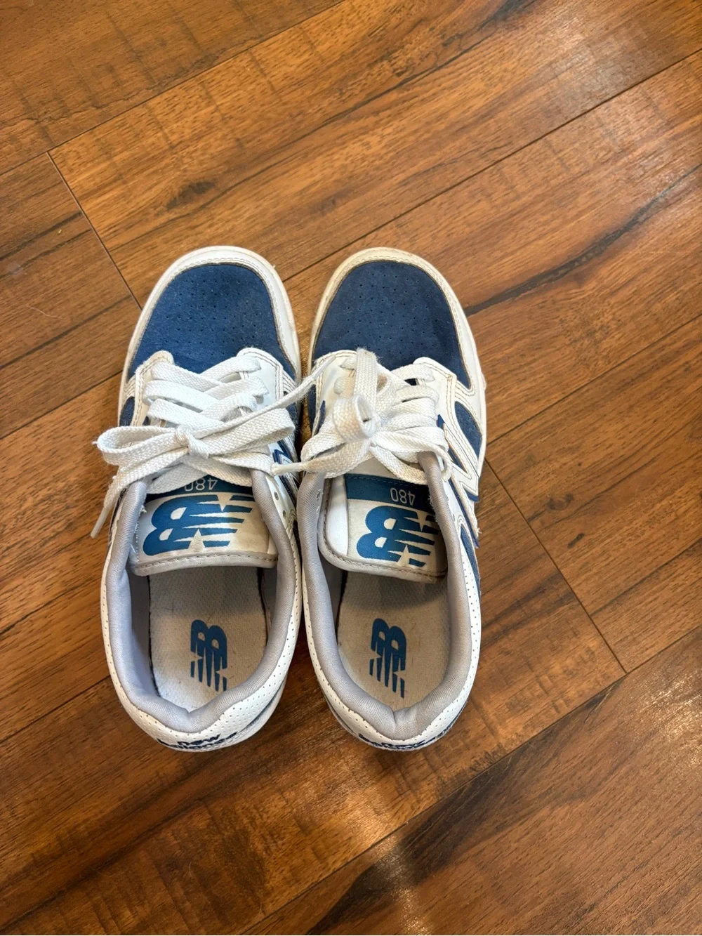New Balance Unisex 480 Lifestyle Size 4.5 Youth White Blue Suede BB480LCB